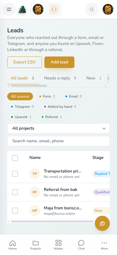 Leads on a phone